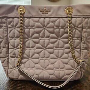 Kate Spade Flower Quilted Fabric Medium Tote in Cozy Gray NWOT